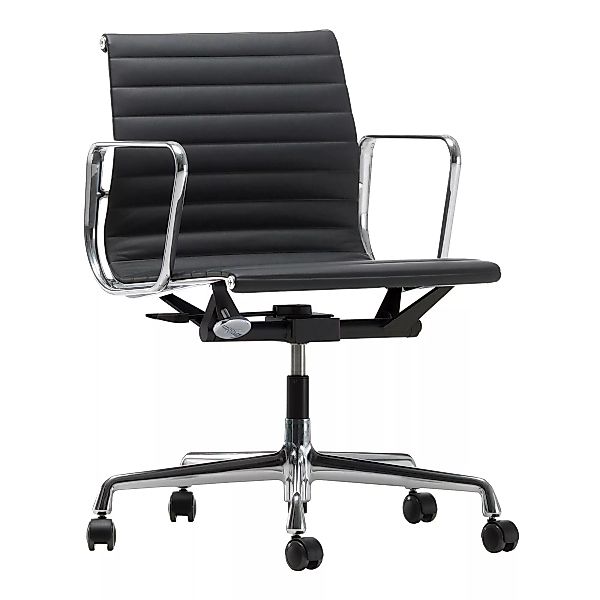 Vitra - EA 117 Aluminium Chair Bürostuhl poliert Leder - nero schwarz/Sitzf günstig online kaufen