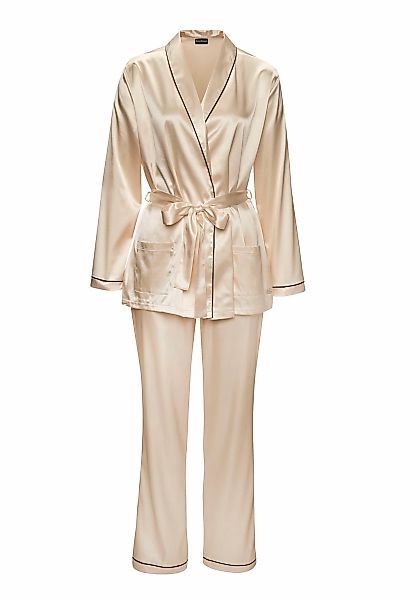 Bruno Banani Pyjama 1 Stück, 2 tlg. Satin mit Kontrastpaspel-Details günstig online kaufen