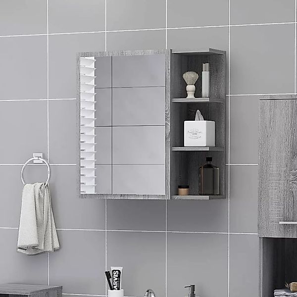 Vidaxl Bad-spiegelschrank Grau Sonoma 62,5x20,5x64 Cm Holzwerkstoff günstig online kaufen