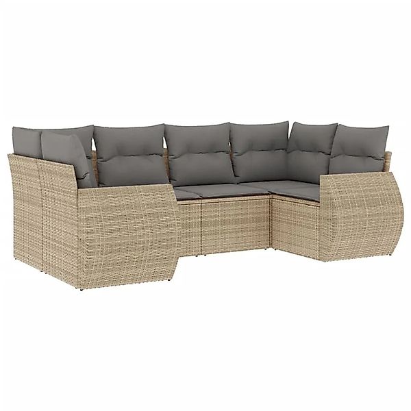 vidaXL 6-Tlg Garten-Sofagarnitur mit Kissen Beige Poly Rattan 3221778 günstig online kaufen
