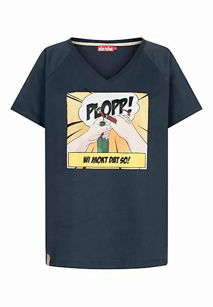 Derbe Print-Shirt V-Ausschnitt PLOPP - "WI MOKT DAT SO! günstig online kaufen