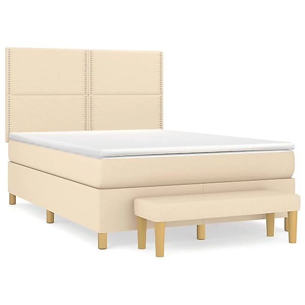 vidaXL Boxspringbett mit Matratze Creme 140x190 cm Stoff1397117 günstig online kaufen
