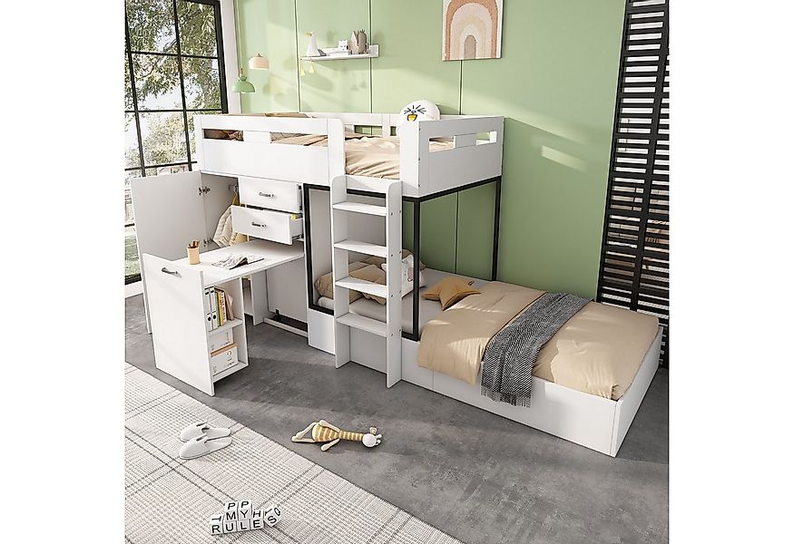 BlingBin Etagenbett Multifunktionales Kinderbett mit Ausziehbarer Schreibti günstig online kaufen