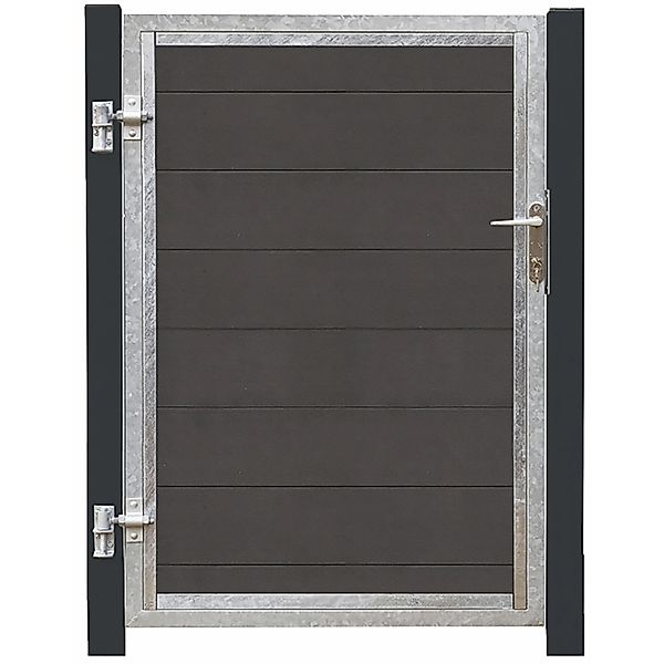 Einzeltor Futura WPC Schiefergrau DIN L 115 cm x 145 cm Pfosten grauschwarz günstig online kaufen