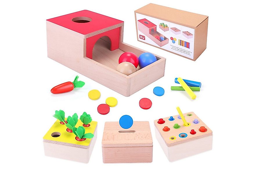 CLTYQ Lernspielzeug Holzspielzeug-Set- Montessori Lernspielzeug, 4 IN 1 Bab günstig online kaufen