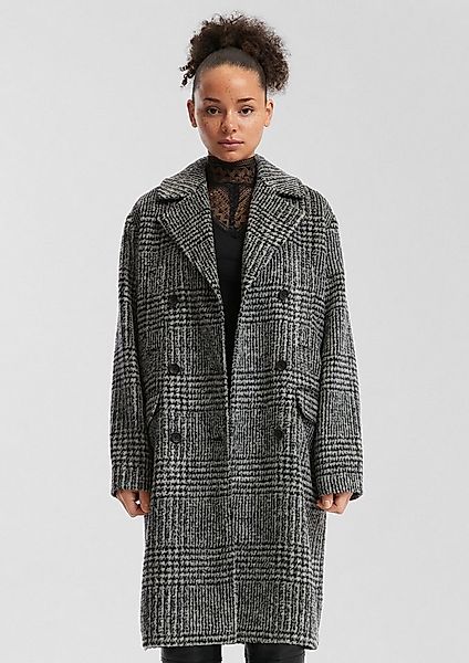 QS Funktionsmantel Outdoor-Mantel Karierter Oversize Mantel in Wolloptik günstig online kaufen