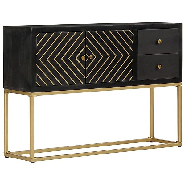 vidaXL Sideboard Schwarz und Golden 110x30x75 cm Massivholz Mango 353912 günstig online kaufen