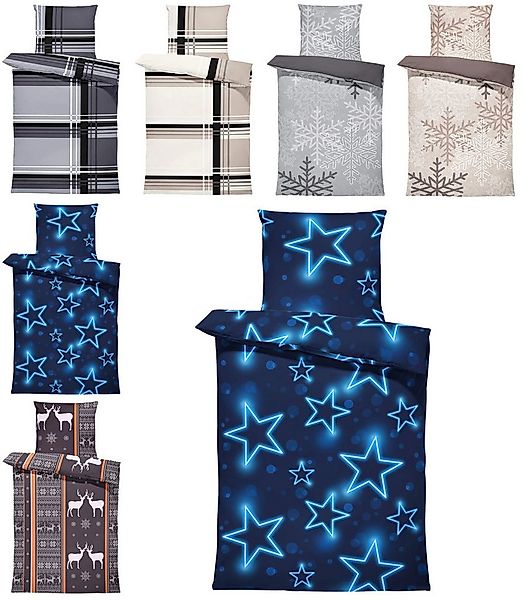 One Home Bettwäsche Winter, Biber, 3 teilig, Sterne leuchtoptik, kuschelig günstig online kaufen