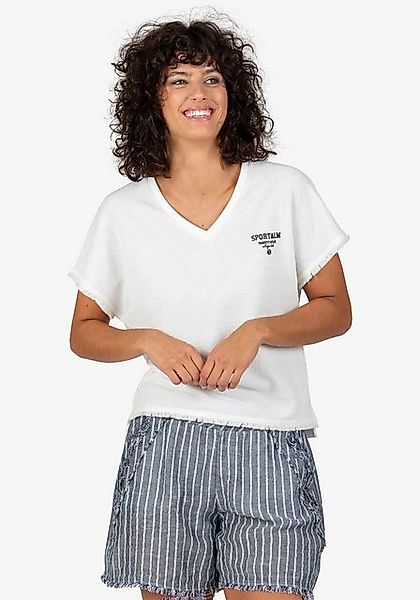 Sportalm Kitzbühel T-Shirt mit Fransenborte am Saum im Vorderteil und am Är günstig online kaufen