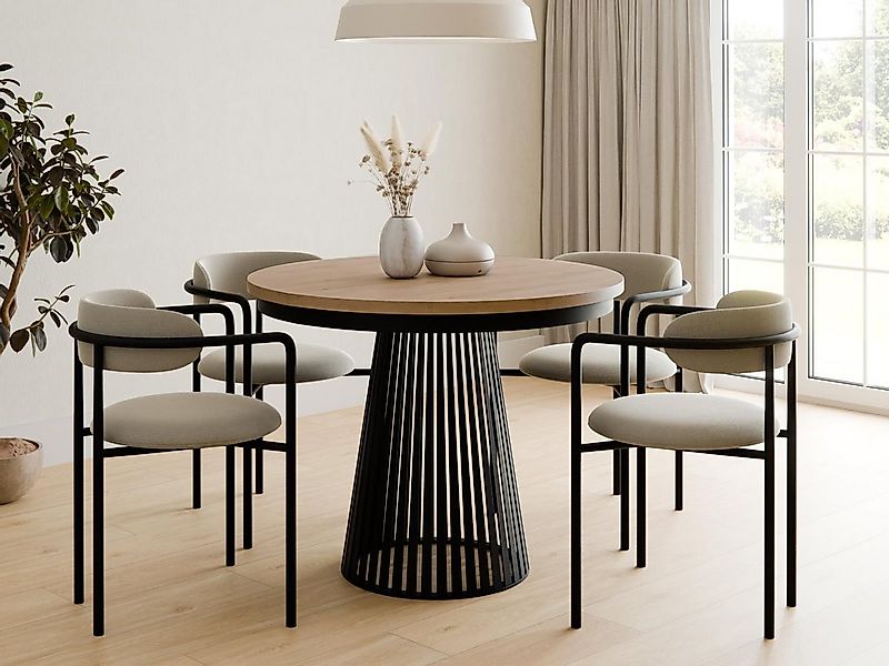 Compleo Esstisch Rund, Säulengestell mit Rillenstruktur DAST (TOPSELLER), A günstig online kaufen