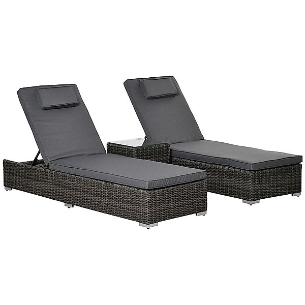 Outsunny Gartenliege Poly-Rattan Sonnenliege mit 6-Fach günstig online kaufen