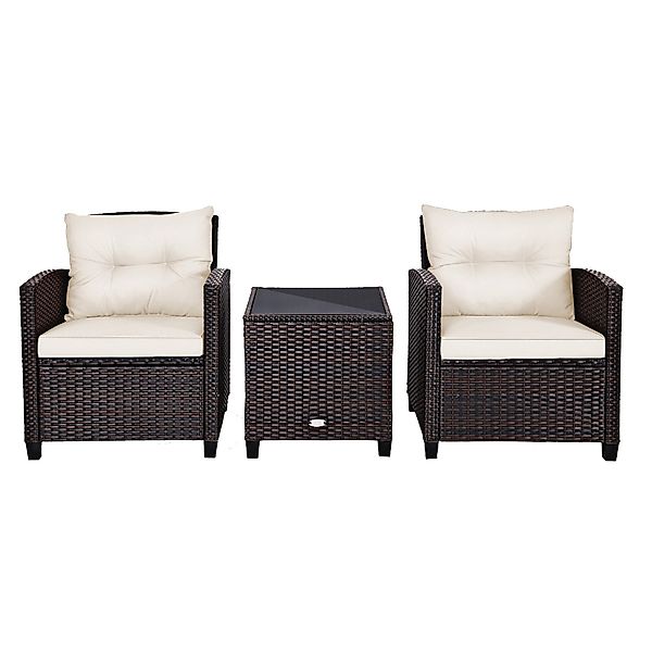 COSTWAY Gartenlounge-Set, (3-tlg., 2 Sessel & günstig online kaufen