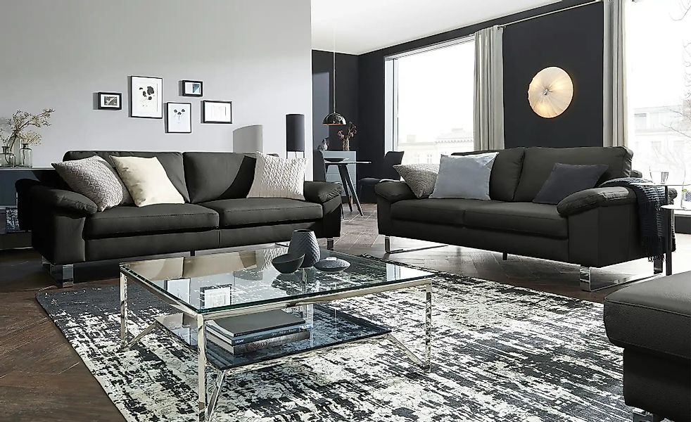 Max Schelling Ledersofa mit Kufengestell Maximum ¦ grau ¦ Maße (cm): B: 184 günstig online kaufen