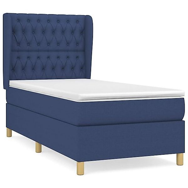 vidaXL Boxspringbett, Boxbett mit Matratze Blau 100x200 cm Stoff günstig online kaufen