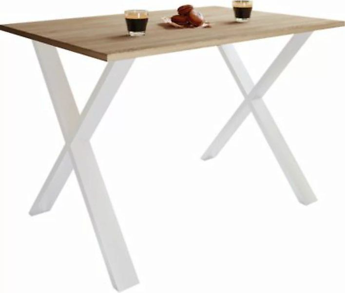 VCM Premium Holz Esstisch Küchentisch Speisetisch Tisch Xona X Weiß braun günstig online kaufen