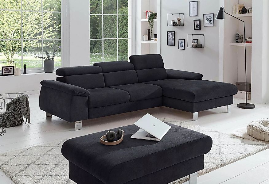 COTTA Ecksofa Komaris, Ecksofa, wahlweise mit RGB-LED-Beleuchtung und Bettf günstig online kaufen