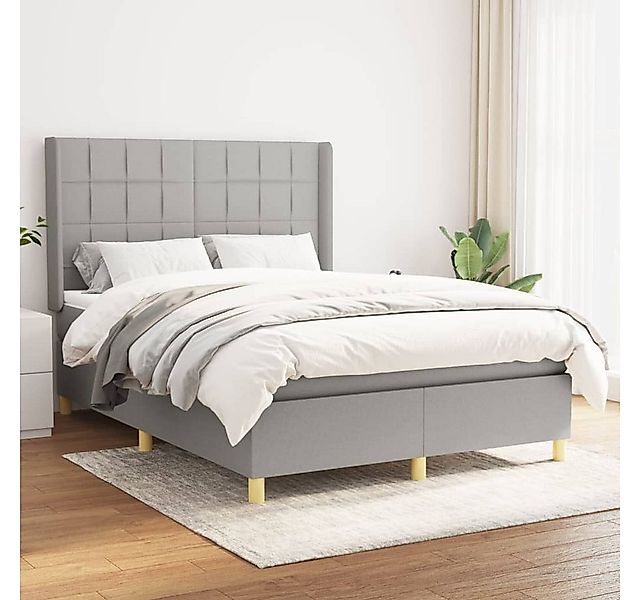 vidaXL Boxspringbett Boxspringbett mit Matratze Dunkelgrau 140x200 cm Stoff günstig online kaufen