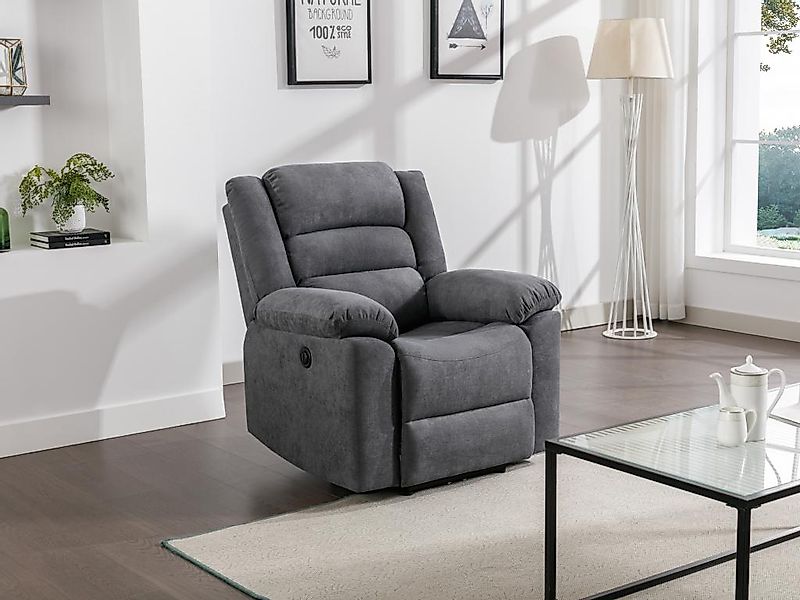 Relaxsessel elektrisch - Stoff - Grau - BUROLO günstig online kaufen