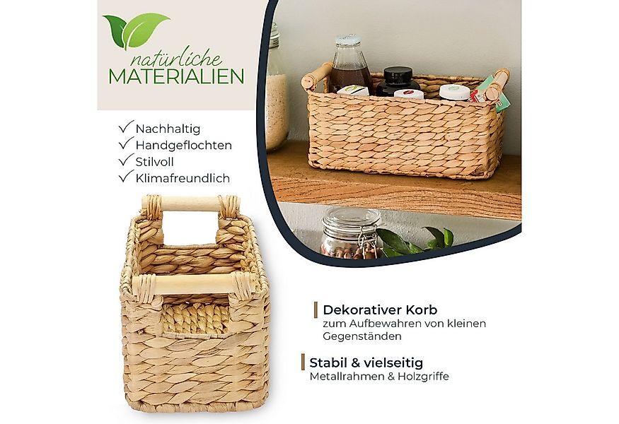 HMF Aufbewahrungskorb Aufbewahrungskorb mit Holzgriffen, Badezimmer Korb (1 günstig online kaufen