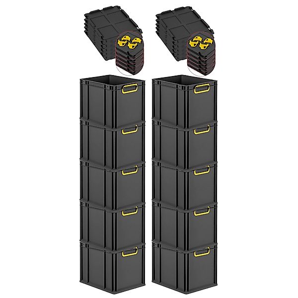PROREGAL SparSet 10x Eurobox Nextgen Color Mit Auflagedeckel HxBxT 32x30x40 günstig online kaufen