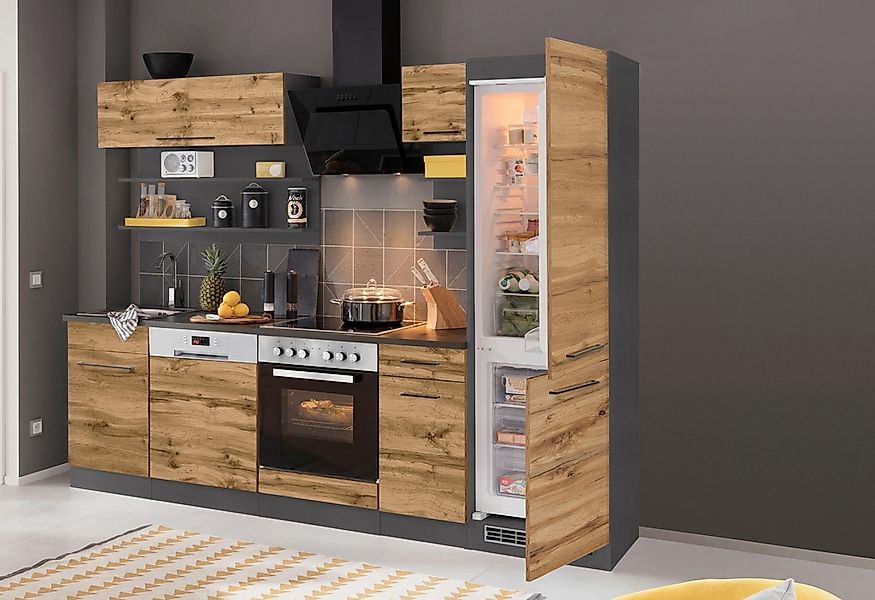 KOCHSTATION Küchenzeile »KS-Tulsa«, mit E-Geräten, Breite 270 cm, schwarze günstig online kaufen