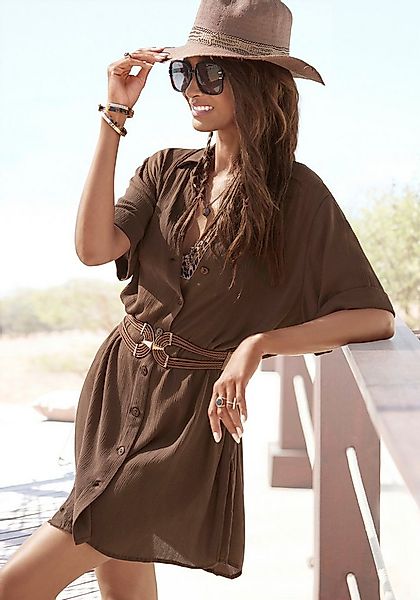 LASCANA Longbluse mit Knopfleiste, Kurzarmbluse, Blusenkleid, sommerlich günstig online kaufen