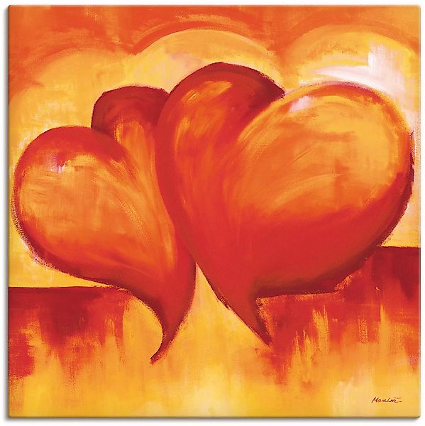 Artland Wandbild »Abstrakte Herzen - Orange«, Herzen, (1 St.), als Leinwand günstig online kaufen
