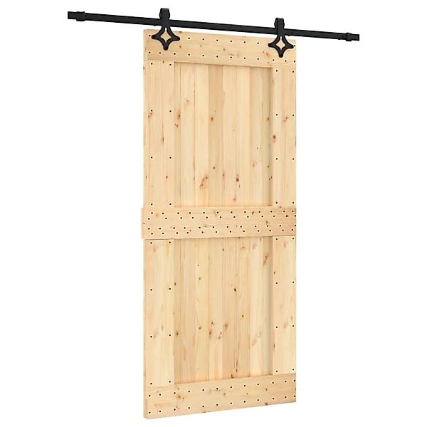 vidaXL Schiebetür mit Beschlag 95x210 cm Massivholz Kiefer 3203149 günstig online kaufen