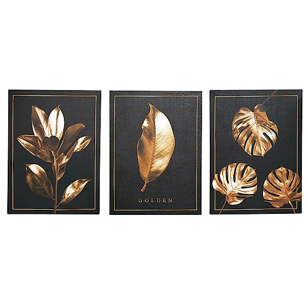 HTI-Living Leinwandbild Wandbilder 3er-Set Schwarz Gold, günstig online kaufen