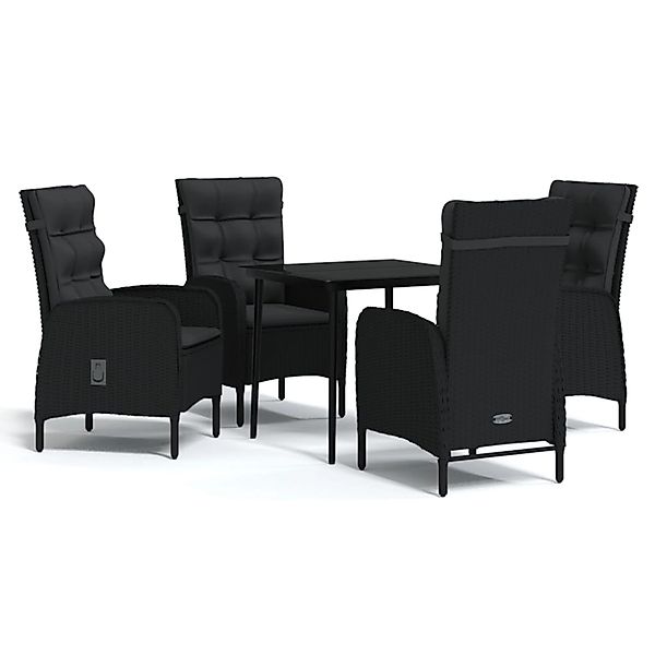 vidaXL 5-Tlg Garten-Essgruppe mit Kissen Schwarz 3099366 günstig online kaufen