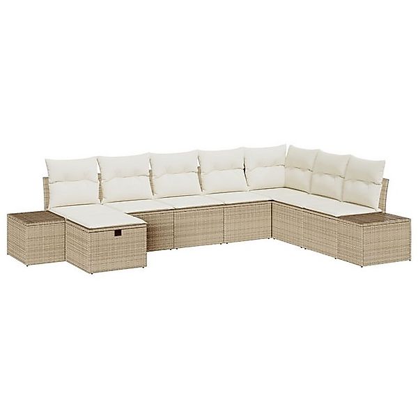 vidaXL Loungesofa 8-teiliges Garten Sofa Set mit Kissen Beige Poly Rattan, günstig online kaufen