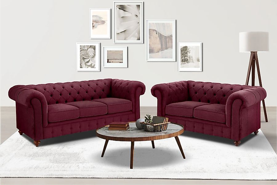 Home affaire Sitzgruppe "Chesterfield", (2 tlg.), hochwertige Knopfheftung, günstig online kaufen