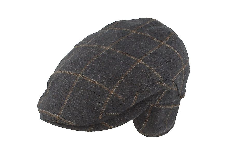 Breiter Schiebermütze Karo aus Wolle mit Ohrenklappen günstig online kaufen