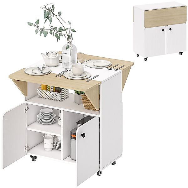 HOMCOM Esstisch mit Rolle, Stauraum (mobiler günstig online kaufen