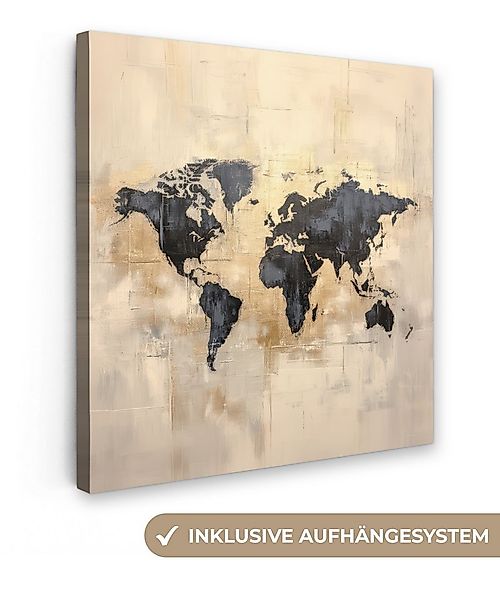 OneMillionCanvasses® Leinwandbild Weltkarte - Gold - Schwarz - Abstrakt, Fo günstig online kaufen