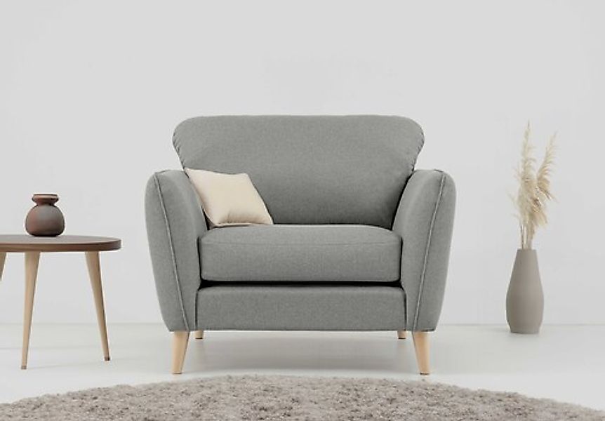 Home affaire Sessel "MARSEILLE", Massivholzbeine Eiche, Landhausstil, Welle günstig online kaufen