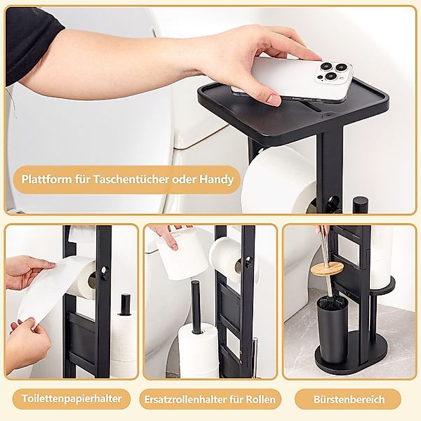 Yorbay WC-Garnitur Toilettenpapierhalter stehend aus Bambus, günstig online kaufen