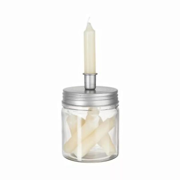 BUTLERS LITTLE LIGHT Kerzenhalter & Kerzen-Set creme silber/weiß günstig online kaufen