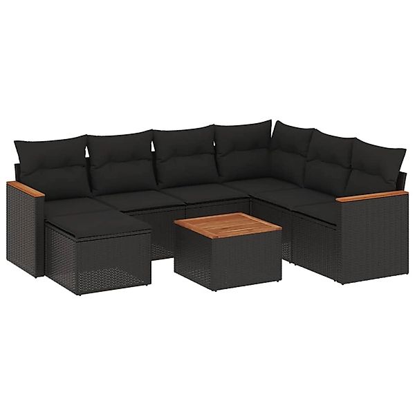 vidaXL 8-tlg Garten-Sofagarnitur mit Kissen Schwarz Poly Rattan Modell 207 günstig online kaufen