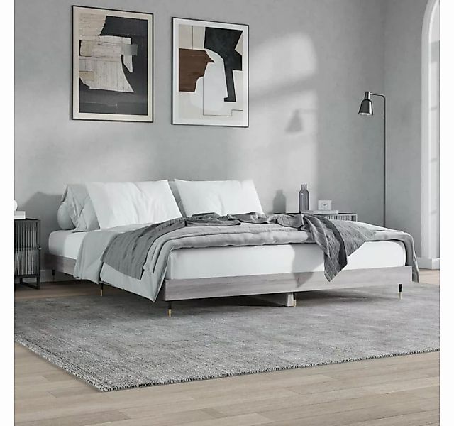 furnicato Bett Bettgestell Grau Sonoma 160x200 cm Holzwerkstoff günstig online kaufen