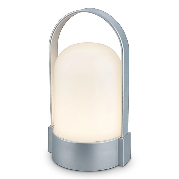 Brilo Akku-LED-Tischleuchte Chrom-Matt Ø 8,5 cm x 15,5 cm günstig online kaufen