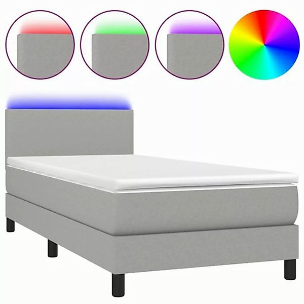 vidaXL Boxspringbett Boxspringbett mit Matratze LED Hellgrau 80x200 cm Stof günstig online kaufen