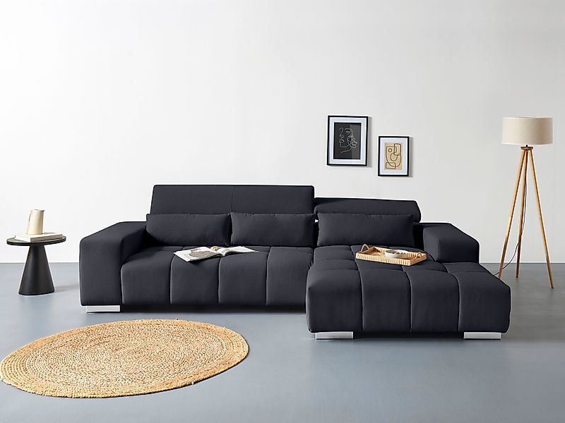COTTA Ecksofa "Orion L-Form" mit 2x Kopfteilverstellung & 3 Nierenkissen günstig online kaufen