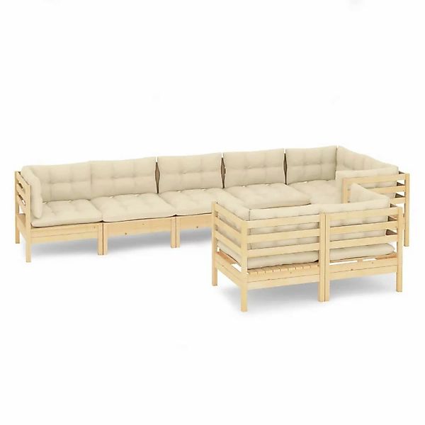 vidaXL 8-tlg Garten-Lounge-Set mit Creme Kissen Massivholz Kiefer Modell 10 günstig online kaufen