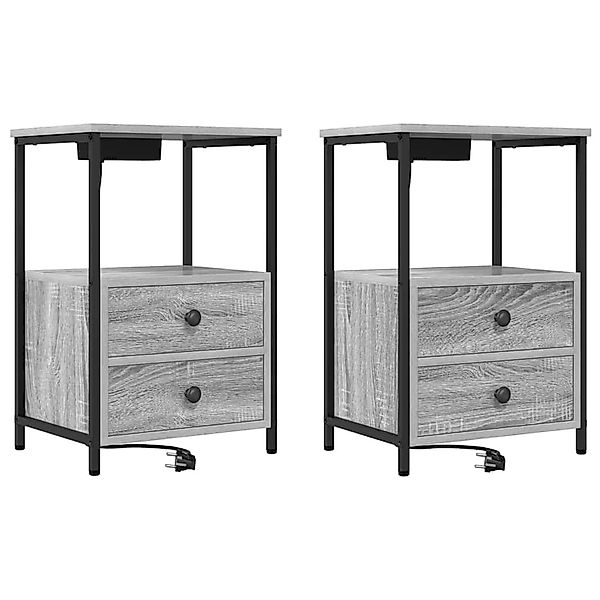 vidaXL Nachttisch mit Ladestation Grau Sonoma Holzwerkstoff 859447 günstig online kaufen