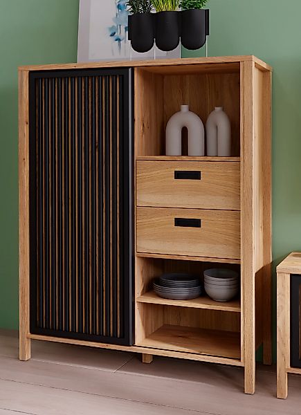 FORTE Highboard "Jytana", Breite 103,4 cm, Schiebetüre mit Lamellenoptik, M günstig online kaufen
