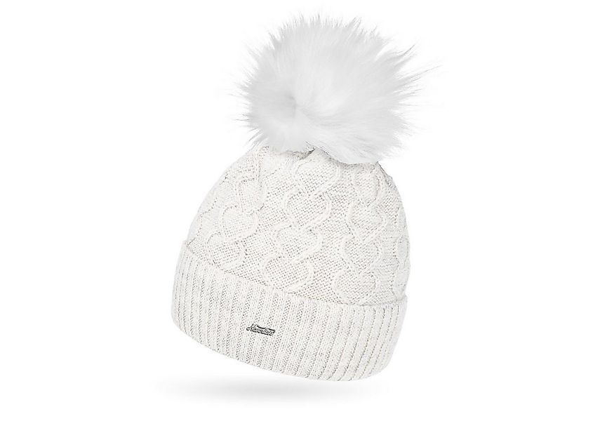 Neverless Bommelmütze Damen Strick-Mütze Fell-Bommel Kunstfell Bommelmütze günstig online kaufen