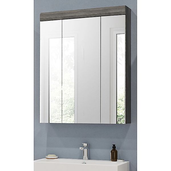 Inn.Furn Spiegelschrank Grau 60 x 79 cm 3-türig Shawn günstig online kaufen