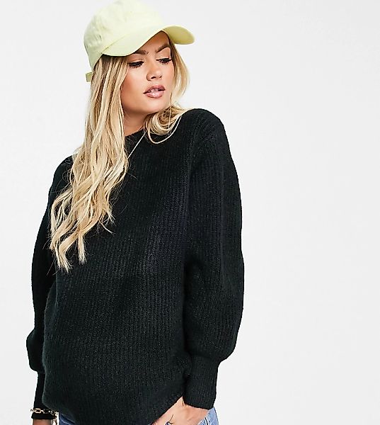 ASOS DESIGN Maternity – Gerippter Pullover aus flauschigem Garn mit Rundhal günstig online kaufen