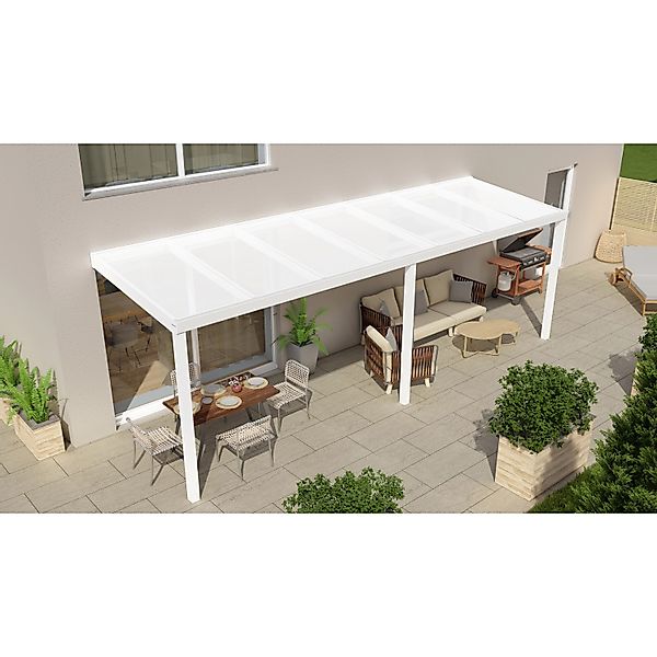 Terrassenüberdachung Professional 700 cm x 200 cm Weiß PC Opal günstig online kaufen